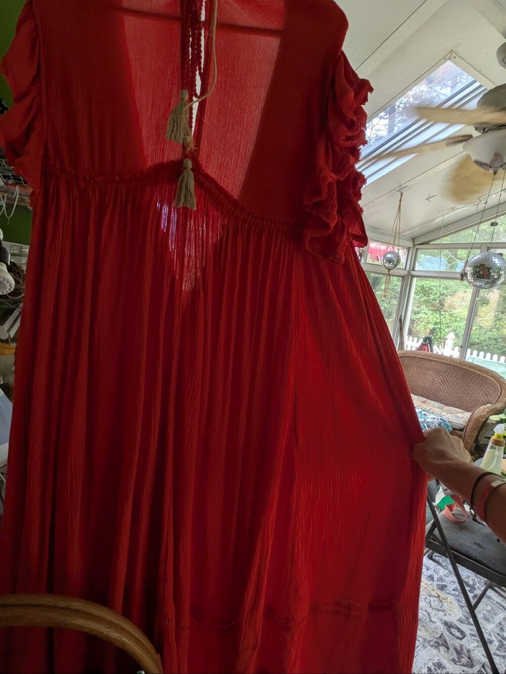 Frsee PeopleRed Embroidered Boho Tassel Dress - Picture 3 of 4